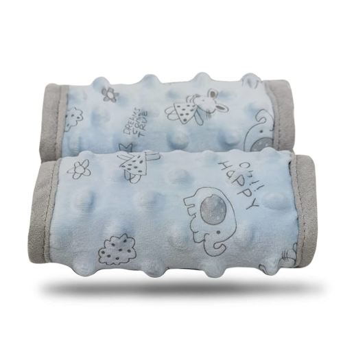 car seat Strap Cover for Baby, seat Belt Cover Cushion, Belt Pads fit Baby Carrier/Pushchair/Stroller, Cozy Peace Dotted Minky, Blue