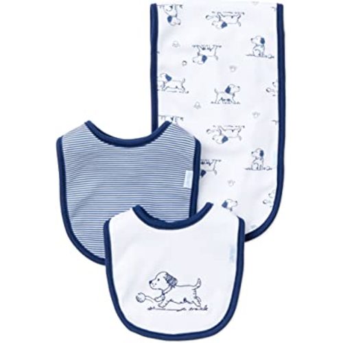 Little Me Boys' 3-Piece Bib & Burp Cloth Set