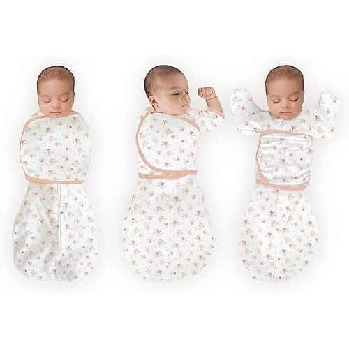 SwaddleDesigns 6-Way Omni Swaddle Sack Arms Up Swaddle for Newborn, More Options to Calm Startle Reflex, Improves Sleep, Easy Transition Baby Sleep Sack, Sm, 0-3 Month, Watercolor Peachy Pink Floral