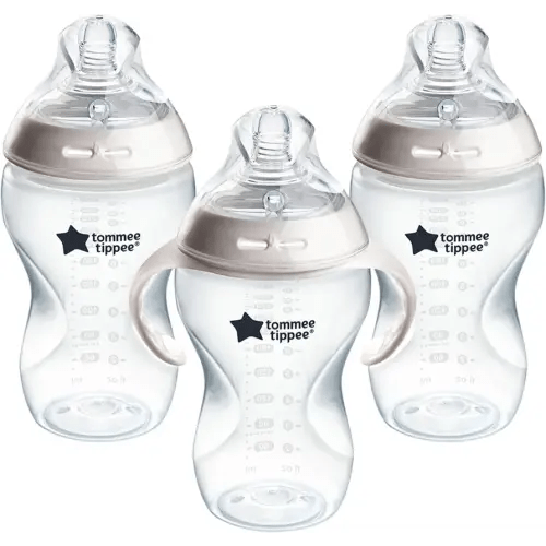 Tommee Tippee Natural Start Baby Bottle, 11oz, Thicker Feed, Breast-Like Nipple for Babies 6 Months+, Clear, 3 Count