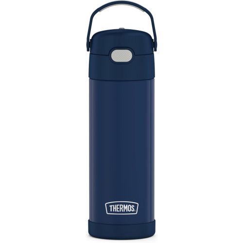 THERMOS FUNTAINER 16 Ounce Stainless Steel Vacuum Insulated Bottle with Wide Spout Lid, Navy