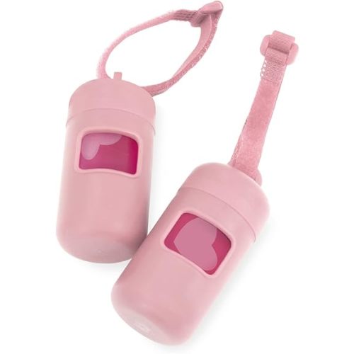 Reusable Dispenser for Travel, Walking, Park, and Outdoor Use, Durable with Clip-On - Pink, Pack of 2