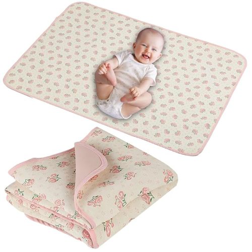 Baby Diaper Changing Pad, 19.7"x25.6" Waterproof Changing Pad Liners with 100% Muslin Cotton Front Top and Leather Back, Soft and Absorbent Portable Changing Mat for Travel, Changing Station