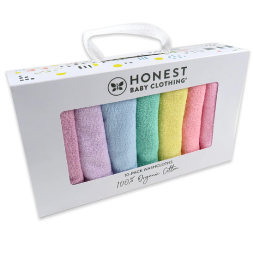 10-Pack Organic Cotton Baby-Terry Wash Cloths, Bright White | Honest Baby Clothing