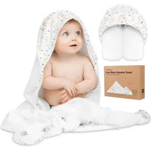 KeaBabies Baby Hooded Towel - Viscose Derived from Bamboo Baby Towel, Toddler Bath Towel, Infant Towels, Large Hooded Towel, Organic Baby Towels with Hood for Girls, Babies, Newborn Boys(Wildflowers)