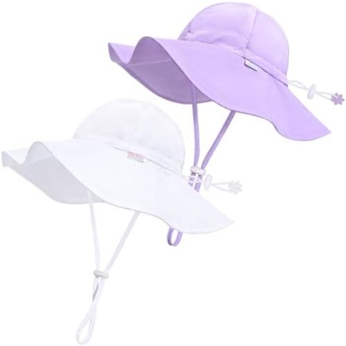 Unisex Baby Sun Hat with UPF 50+ Outdoor Adjustable Beach Hat,Baby Girl Wide Brim Bucket Hats for Infant Toddler Little Boy