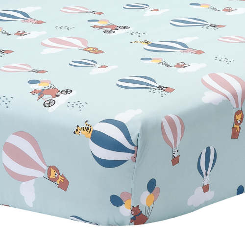 Up Up & Away Hot Air Balloon Animals Fitted Crib Sheet - Blue – Lambs & Ivy