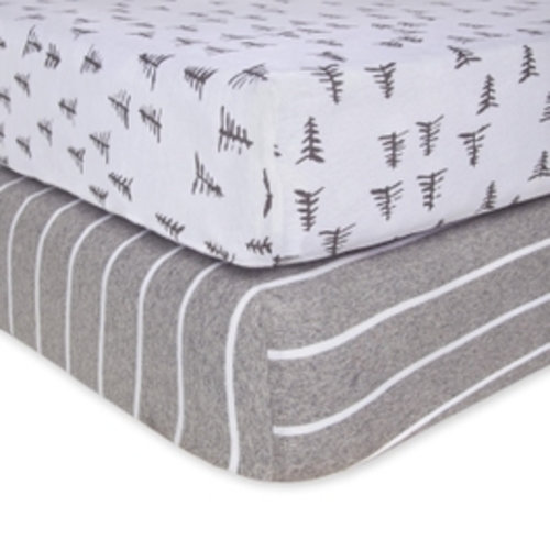 Pine Forest & Stripe Organic Cotton BEESNUG® Fitted Crib Sheet 2 Pack