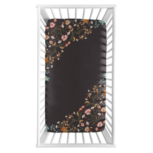Sweet Jojo Designs Boho Floral Wildflower Black and Orange Photo Op Fitted Crib Sheet | Wayfair