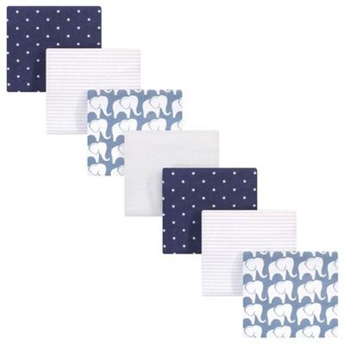Hudson Baby Infant Boy Cotton Flannel Receiving Blankets Bundle, Boy Elephant, One Size