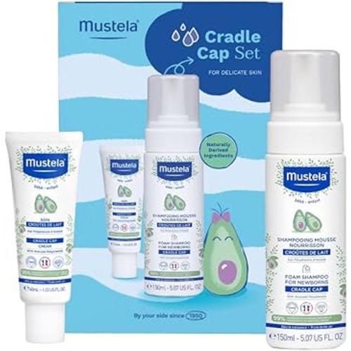Mustela Baby Cradle Cap Bundle - Natural Baby Shampoo & Cradle Cap Cream - with Natural Avocado - 2 Piece Set