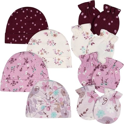 Gerber baby-girls Cap and Mitten SetsMittens - 0-3 Months - Lavender Garden