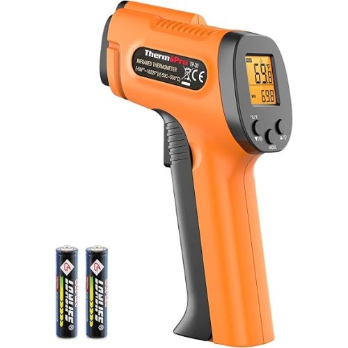 ThermoPro TP30 Infrared Thermometer Gun, Laser Thermometer for Cooking, Pizza Oven, Griddle, Engine, HVAC, Laser Temperature Gun with Adjustable Emissivity & Max Measure -58°F ~1022°F (Not for Human)
