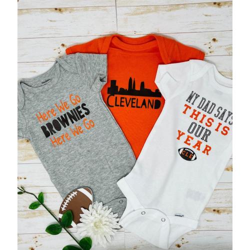 Browns Bodysuit Bundle For Baby or Toddler (Set of 3 Bodysuits)
