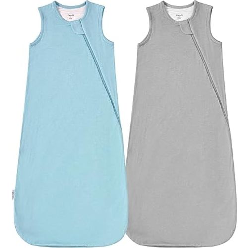 Rayon Made from Bamboo Sleep Sack 1.0 Tog Baby Sleep Sack 6-12 Months Toddler Sleep Sack 2-Way Zipper Newborn Sleep Sack Infant Sleep Sack Baby Wearable Blanket All-year-around (2 Pack)