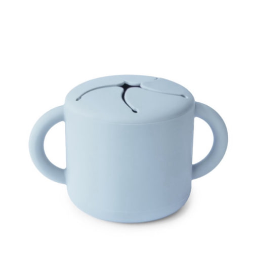 mushie Silicone Snack Cup | Spill Proof Food Container for Toddler and Baby (Powder Blue)