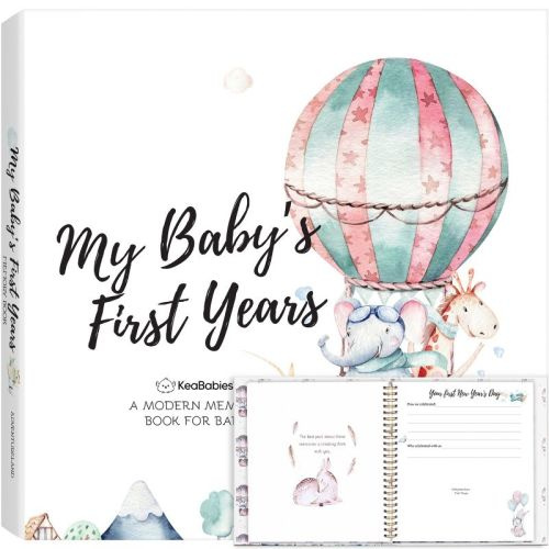 KeaBabies Craft Baby Memory Book, First 5 Years Baby Books, 90 Pages Keepsake Milestone Journal for Baby Girls, Boys
