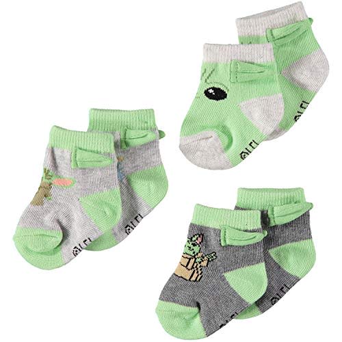 STAR WARS Baby Boys Mandalorian The Child 3-Pack Booties - Baby Yoda Baby Socks Multipack (3-Pack, 0-12 Months)