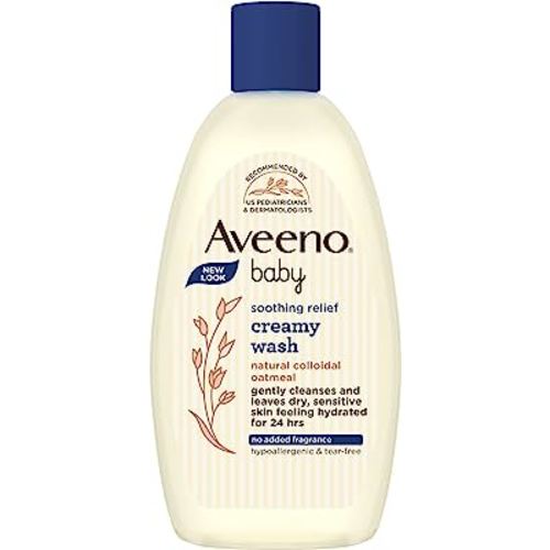 Aveeno Baby Soothing Hydration Creamy Body Wash with Natural Oatmeal, Baby Bath Wash for Dry & Sensitive Skin, Hypoallergenic, Fragrance-, Paraben- & Tear-Free Formula, 8 fl. oz