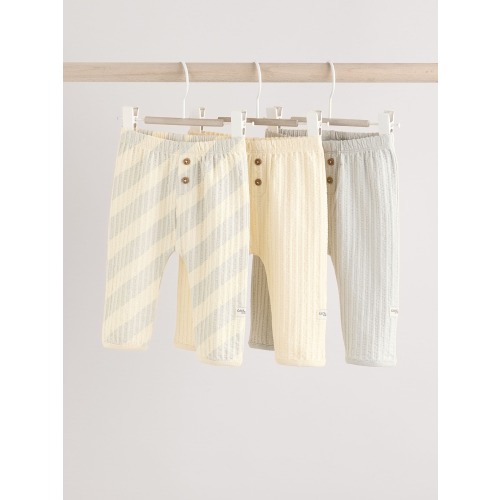 Grey/Cream 100% Cotton Baby Leggings 3 Pack (0mths-2yrs)