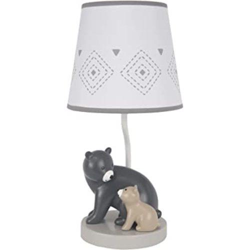 Lambs & Ivy Woodland Forest Gray Bears Nursery Lamp with Shade & Bulb