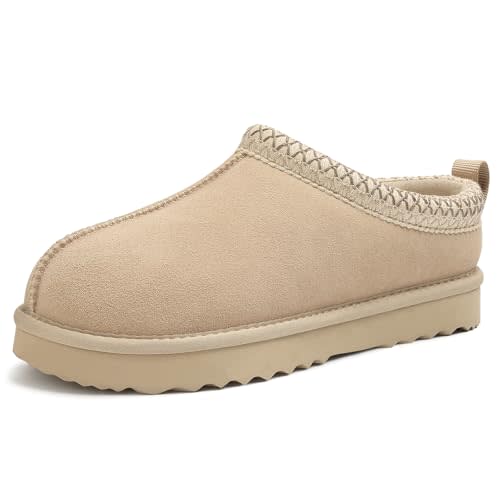 Litfun Women's Fuzzy House Slippers Genuine Suede Fluffy Winter Slipper Cozy Furry Warm Shoes Indoor/Outdoor