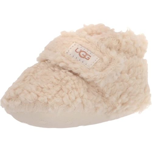 UGG Unisex-Child Bixbee Ankle Boot - Natural Curly Faux Fur - 0-1 Infant