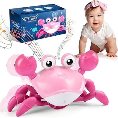 Crawling Crab Baby Toy: Infant Tummy Time Baby Toys with Music, Interactive Sensory Infant Walking Dancing Crab Toys for 6-12 12-18 36 Months Walking Toddler Birthday Gift