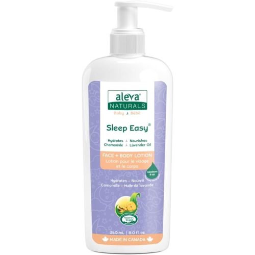 Aleva Naturals Sleep Easy Calming Relaxing Bedtime Baby Lotion, For babies and toddlers, Enriched with Lavender and Chamomile Oils, Sensitive Skin Friendly, Organic Ingredients - 8 Fl Oz