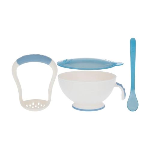 Nuby Garden Fresh Mash 'N' Feed 4 Piece Baby Preparation & Feeding System (Blue)