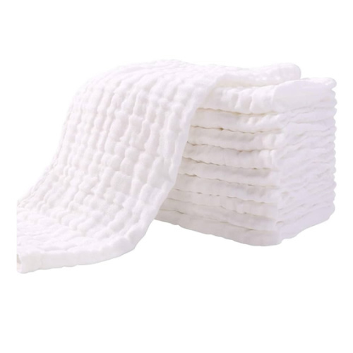 Yoofoss Muslin Burp Cloths for Baby 10 Pack 100% Organic Cotton Baby Washcloths for Boys Girls Large 20''X10'' Super Soft and Absorbent White