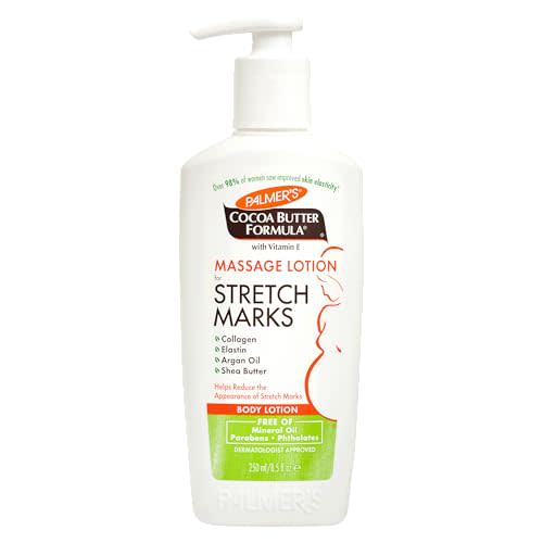 Palmer's Cocoa Butter Formula Massage Lotion For Stretch Marks, Pregnancy Skin Care, Belly Cream with Collagen, Elastin, Argan OIl and Shea Butter, 8.5 Ounces