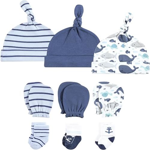 Hudson Baby Unisex Baby Caps, Mittens and Socks Set, 0-6 Months