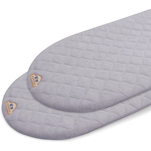 BlueSnail Quilted Fitted Waterproof Cradle Sheet, Comfortable and Soft Bassinet Pad Cover 2 Pack (Gray Quilted)