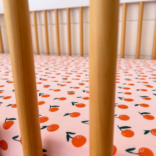 Blush oranges/ organic crib sheet - spearmintlove