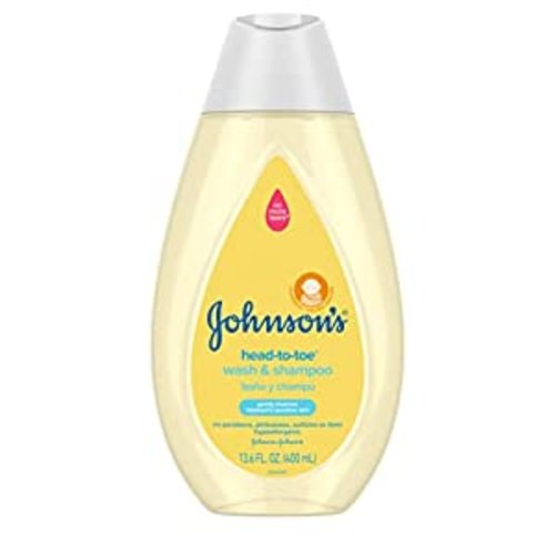 Johnson's Head-to-Toe Gentle Baby Wash & Shampoo, Tear-Free, Sulfate-Free & Hypoallergenic Bath Wash for Baby's Sensitive Skin & Hair, pH Balanced, Washes Away 99.9% of Germs 13.6 fl. oz - 13.6 Fl Oz (Pack of 1)