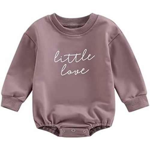 Baby Girl Boy Crewneck Sweatshirt Romper Long Sleeve Newborn Outfit Top Letter Print Fall Winter Clothes