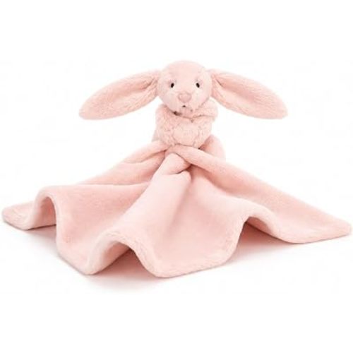Jellycat Bashful Blush Bunny Soother, 13.5" | Security Blanket & Lovey for Babies | Baby Gift