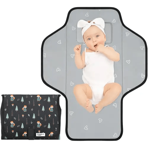 Baby Portable Changing Pad Travel - Waterproof Compact Diaper Changing Mat with Built-in Pillow - Lightweight & Foldable Changing Station, Newborn Shower Gifts