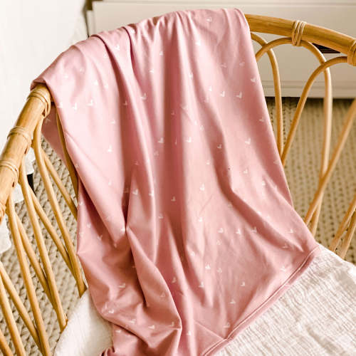Tiny Hearts in Dusty Pink Oversized Swaddle Blanket