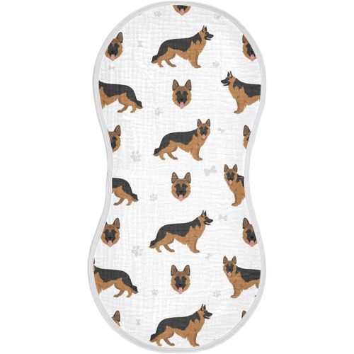 German Shepherd Dog Muslin Burp Cloths for Baby 1 Pack Soft 100% Cotton Baby Washcloths Bibs for Boy Girl