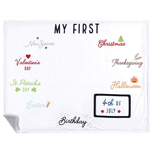 Hudson Baby Unisex Baby Plush Holiday and Milestone Blanket, Holiday, One Size