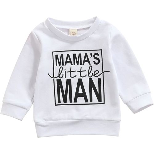 Newborn Infant Baby Boys Pullover Dad's Little Dude Sweatshirt Long Sleeve Casual Sweater Fall Clothes - J-white - 2-3T