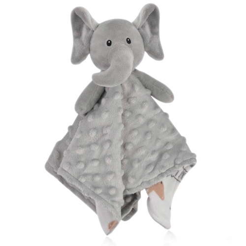 BORITAR Soft Minky Dot Elephant Baby Security Blanket, Plush Stuffed 14inch Blankie with Pattern Backing for Newborn