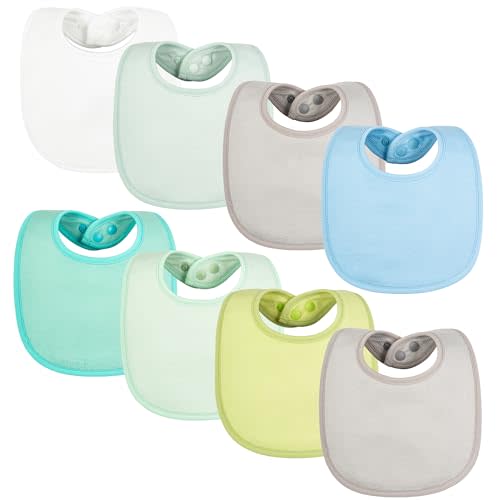 Tiny Twinkle Baby Feeding Bibs 8 Pack - Waterproof and Absorbent Infant Drool and Feeding Baby Bibs