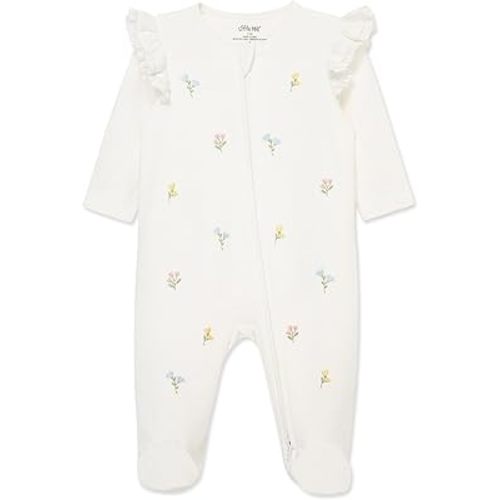 Little Me Clothes for Baby Girls' 100% Cotton Scratch-Free Tag Footie Sleeper, Preemie to 9 Months