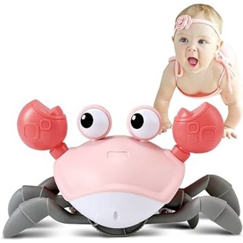 control future Baby Girl Toys Tummy Time: Pink Crawling Crab Babies Montessori Toy Learning 36 Months 3 Year Old Birthday Infant Girls Valentines Day Gifts Stuff 0 1 2 Essentials
