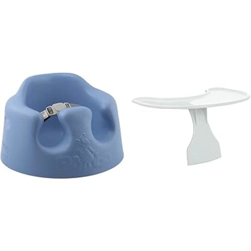 Bumbo Baby Floor Seat with Tray, Infant Soft Foam Chair with Eating Tray, Powder Blue