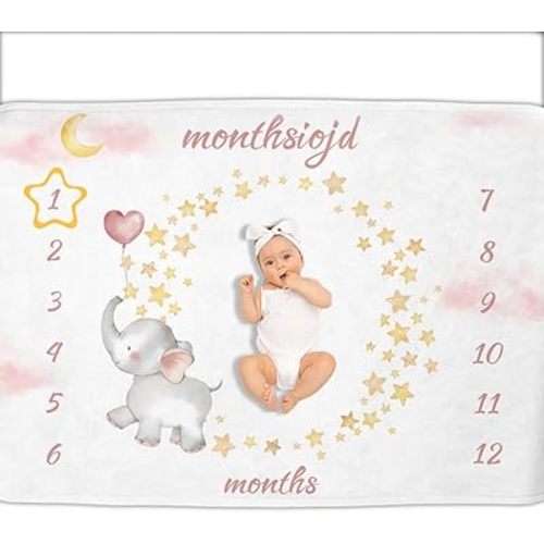OLIVE OLIVIA Personalized Gifts for Baby with Customized Name, Baby Monthly Milestone Blanket for Baby Girl Boy, Baby Blanket, Perfect Custom Baby Blanket Gifts,50"x60"
