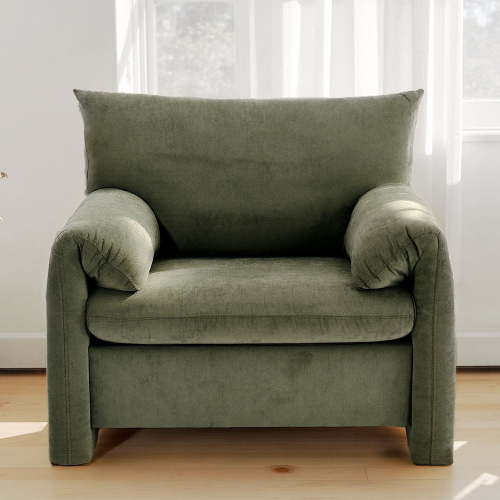 Chenille Oversized Armchair-Modern Large Chair & Single Sofa Lounge, 34'' Wide, Comfortable Seating for Living Room & Bedroom, Green